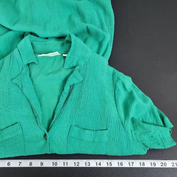 Maeve Womens Aria Midi Shirt Dress Green XS  Belted Gauze Textured Button Front - Picture 7 of 8